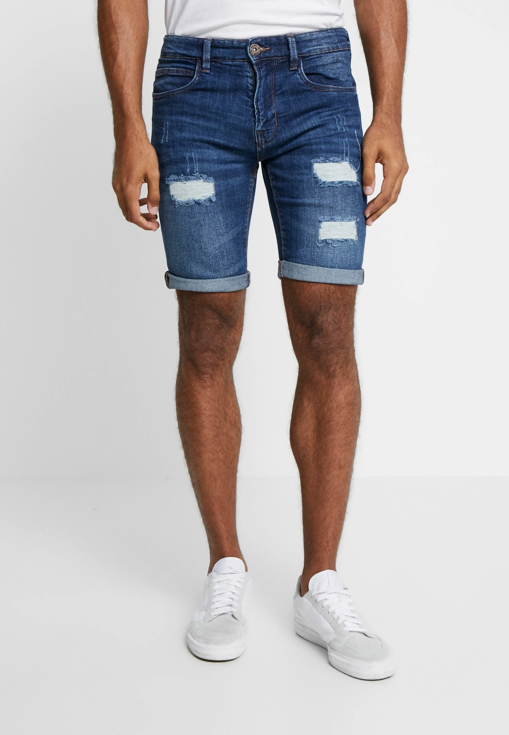 Indicode Jeans KADEN HOLES - Szorty Jeansowe - Medium Indigo | Modne i Wygodne Szorty Męskie 1 Indicode Jeans KADEN HOLES - Szorty Jeansowe - Medium Indigo | Modne i Wygodne Szorty Męskie