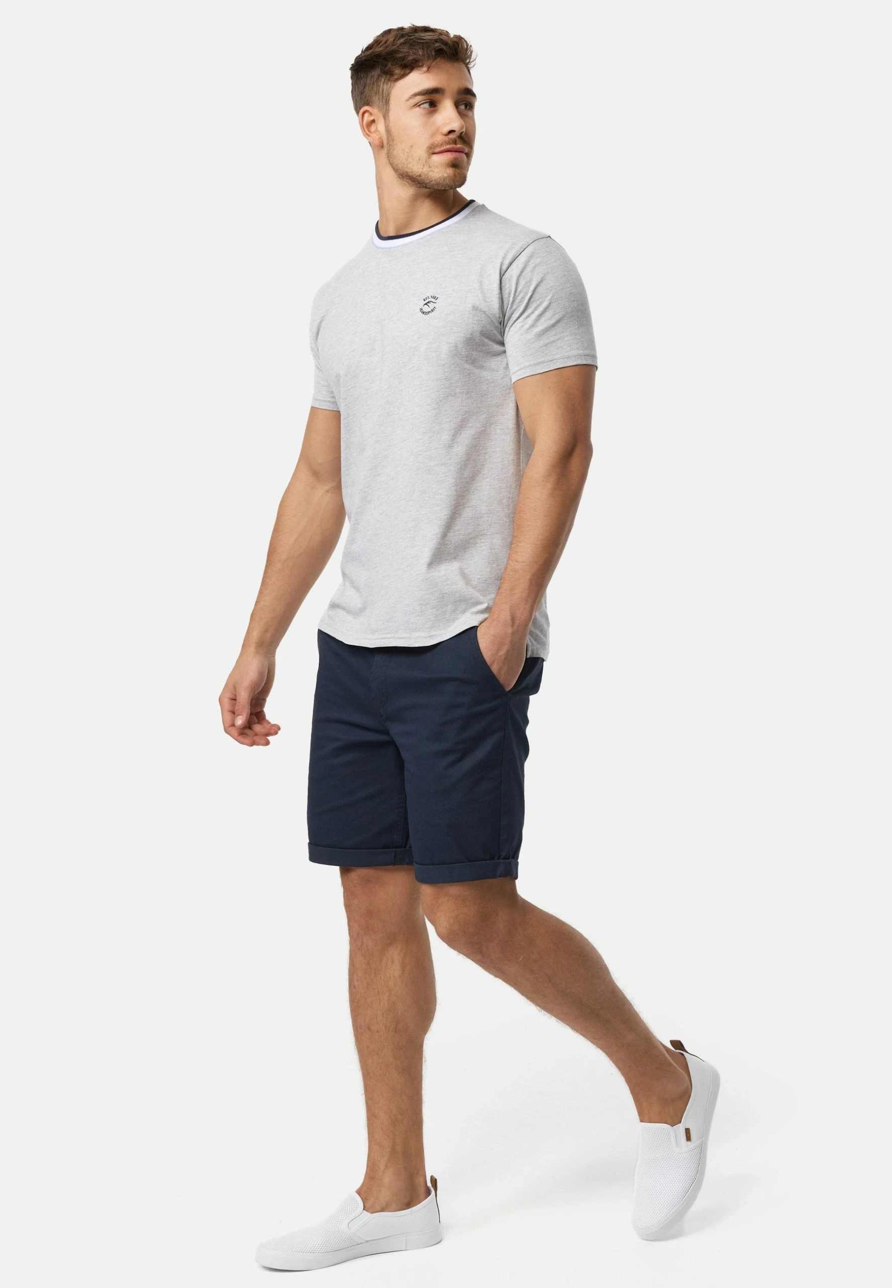 Indicode Jeans T-shirt Basic - Lt Grey Mix | Męska Bawełniana Koszulka 2 Indicode Jeans T-shirt Basic - Lt Grey Mix | Męska Bawełniana Koszulka - obrazek 2