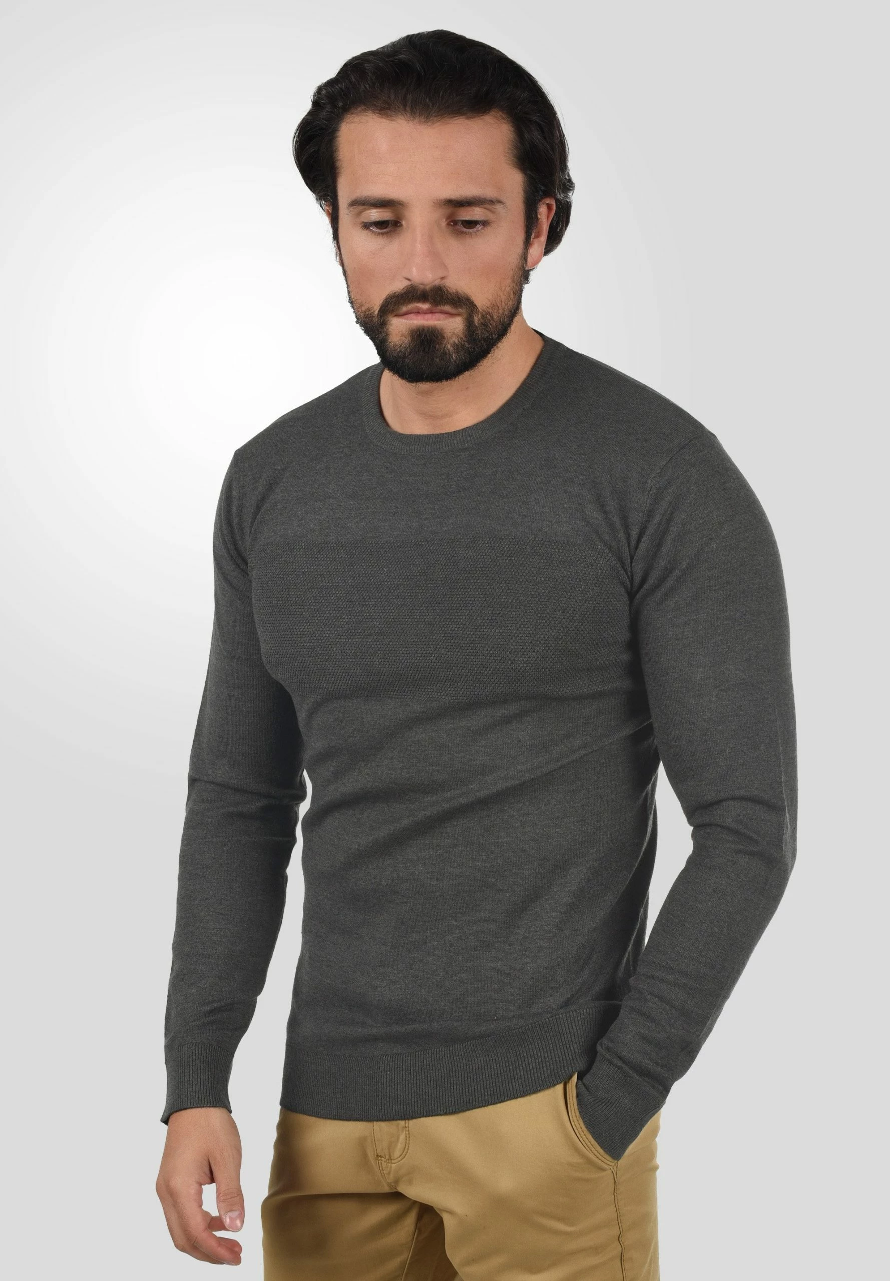 Indicode Jeans IDERNESTO - Sweter - Charcoal Mix | Elegancki Sweter Męski 1 Indicode Jeans IDERNESTO - Sweter - Charcoal Mix | Elegancki Sweter Męski