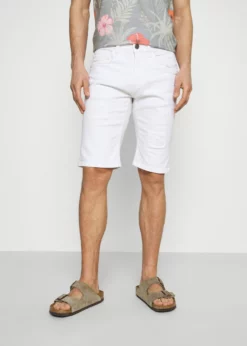 Indicode Jeans KADEN HOLES - Szorty Jeansowe Offwhite | Modne i Wygodne