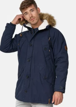 Indicode Jeans Płaszcz Zimowy - Navy | Elegancki i Ciepły Płaszcz Męski