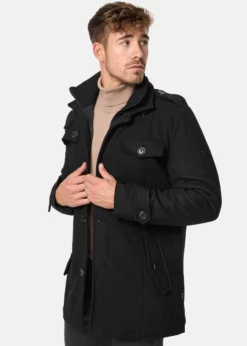 Indicode Jeans BRANDAN - Krótki Płaszcz - Czarny | Modna Męska Odzież