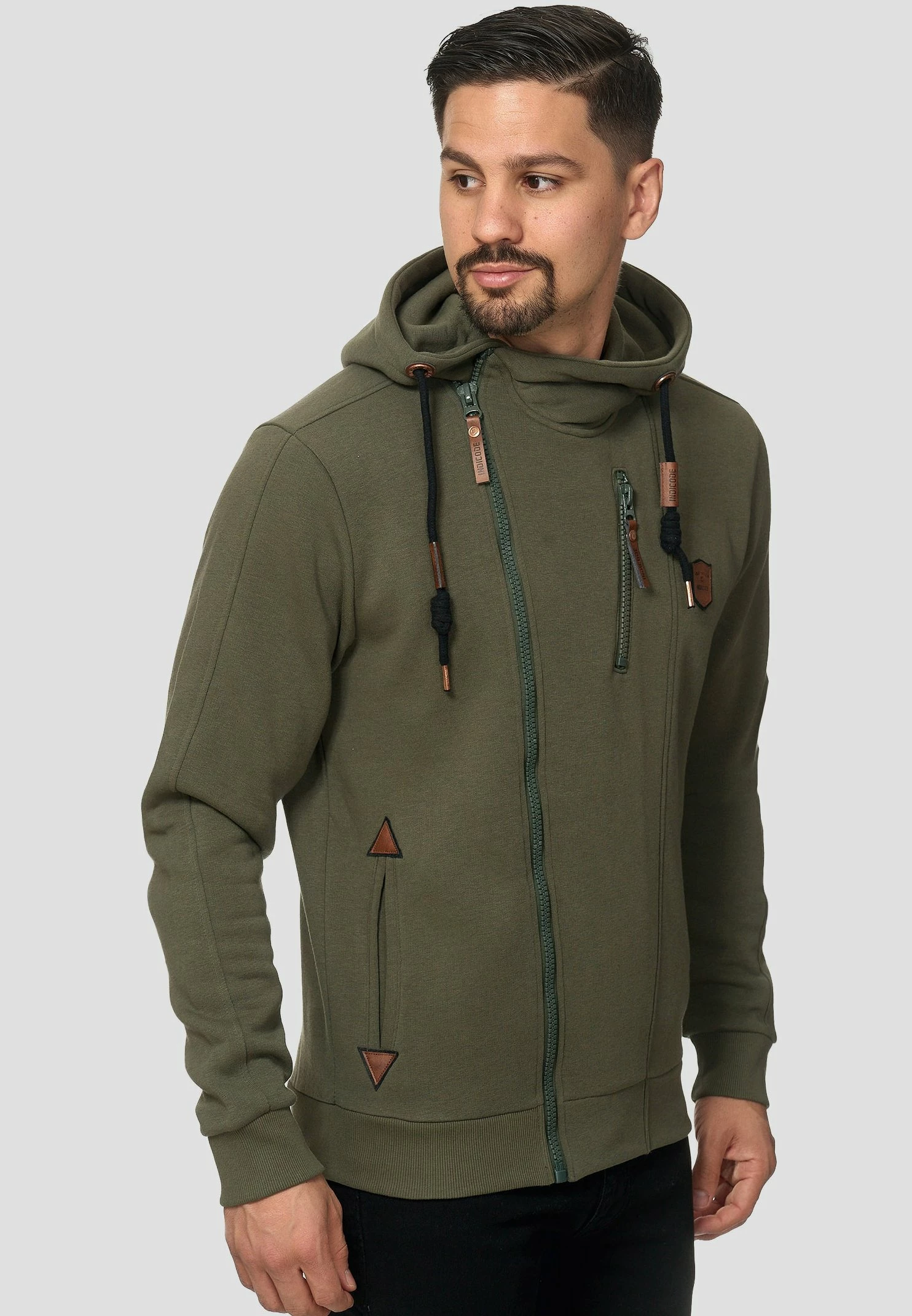 Indicode Jeans ELM - Bluza Rozpinana - Army | Bluzy Męskie 1 Indicode Jeans ELM - Bluza Rozpinana - Army | Bluzy Męskie