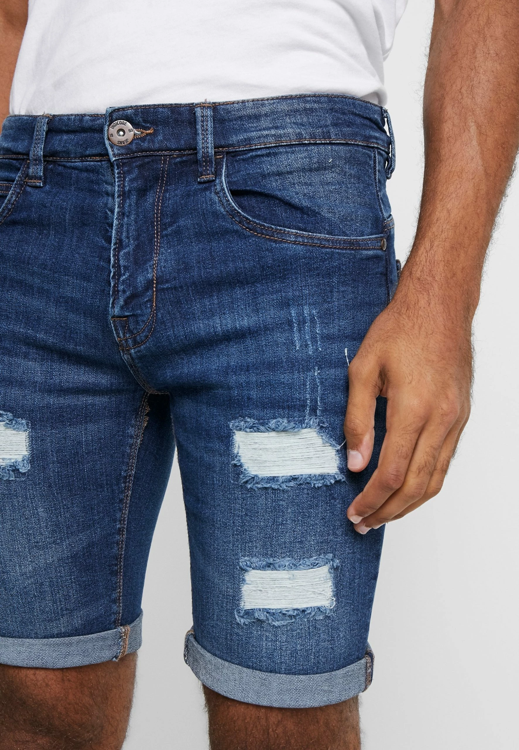 Indicode Jeans KADEN HOLES - Szorty Jeansowe - Medium Indigo | Modne i Wygodne Szorty Męskie 6 Indicode Jeans KADEN HOLES - Szorty Jeansowe - Medium Indigo | Modne i Wygodne Szorty Męskie - obrazek 6