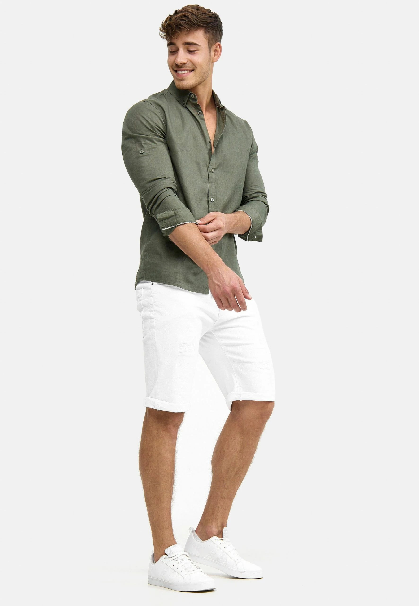 Indicode Jeans CUBA CADEN - Szorty Jeansowe Off-white - Wygodne i Stylowe 2 Indicode Jeans CUBA CADEN - Szorty Jeansowe Off-white - Wygodne i Stylowe - obrazek 2