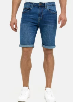 Indicode Jeans CUBA CADEN - Szorty Jeansowe Medium Indigo - Męskie Szorty - Wysoka Jakość