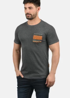 Indicode Jeans IDPAXTON - T-shirt Z Nadrukiem - Mottled Dark Grey | Odzież Męska