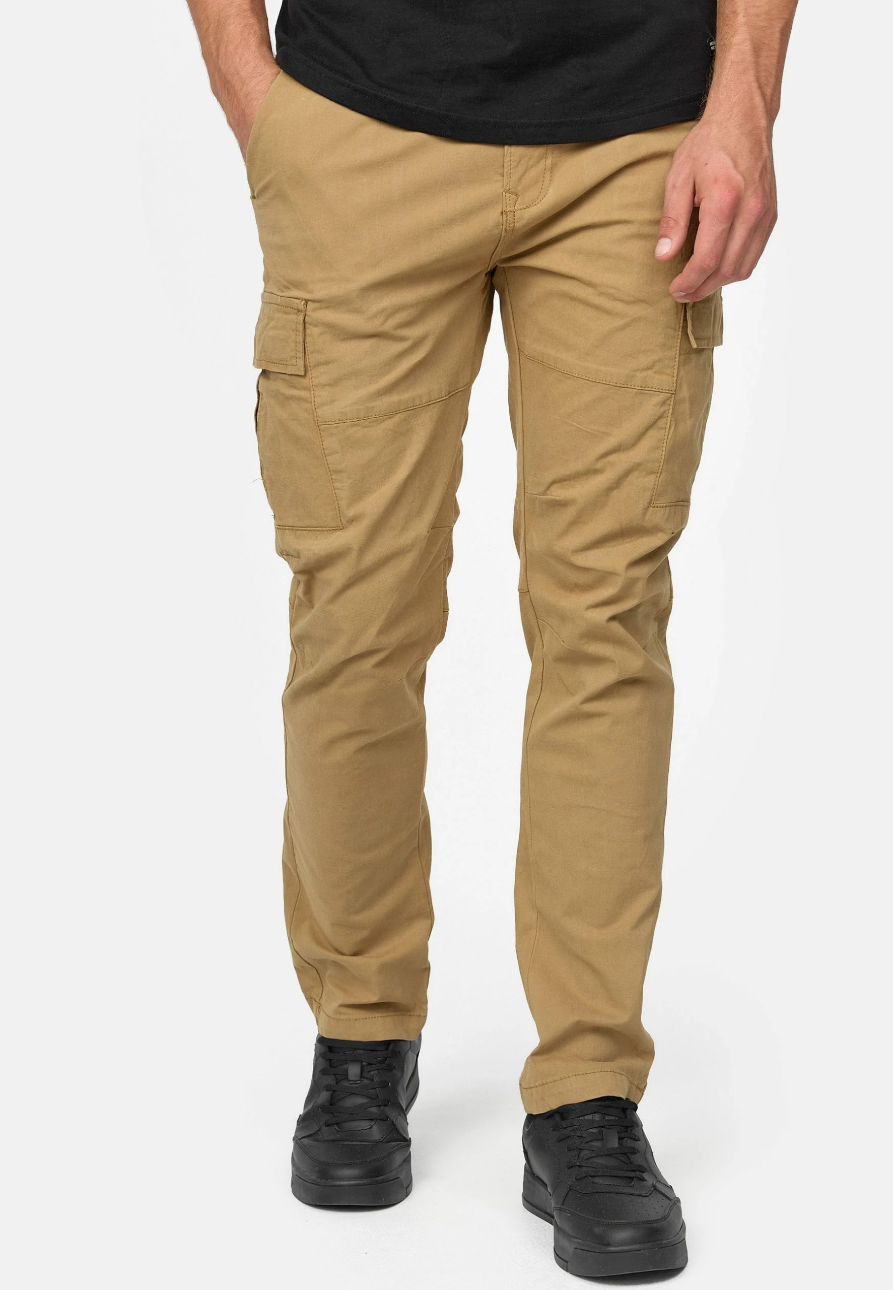 Indicode Jeans Bojówki Camel - Męskie Spodnie Bojówki w Stylu Militarnym 1 Indicode Jeans Bojówki Camel - Męskie Spodnie Bojówki w Stylu Militarnym