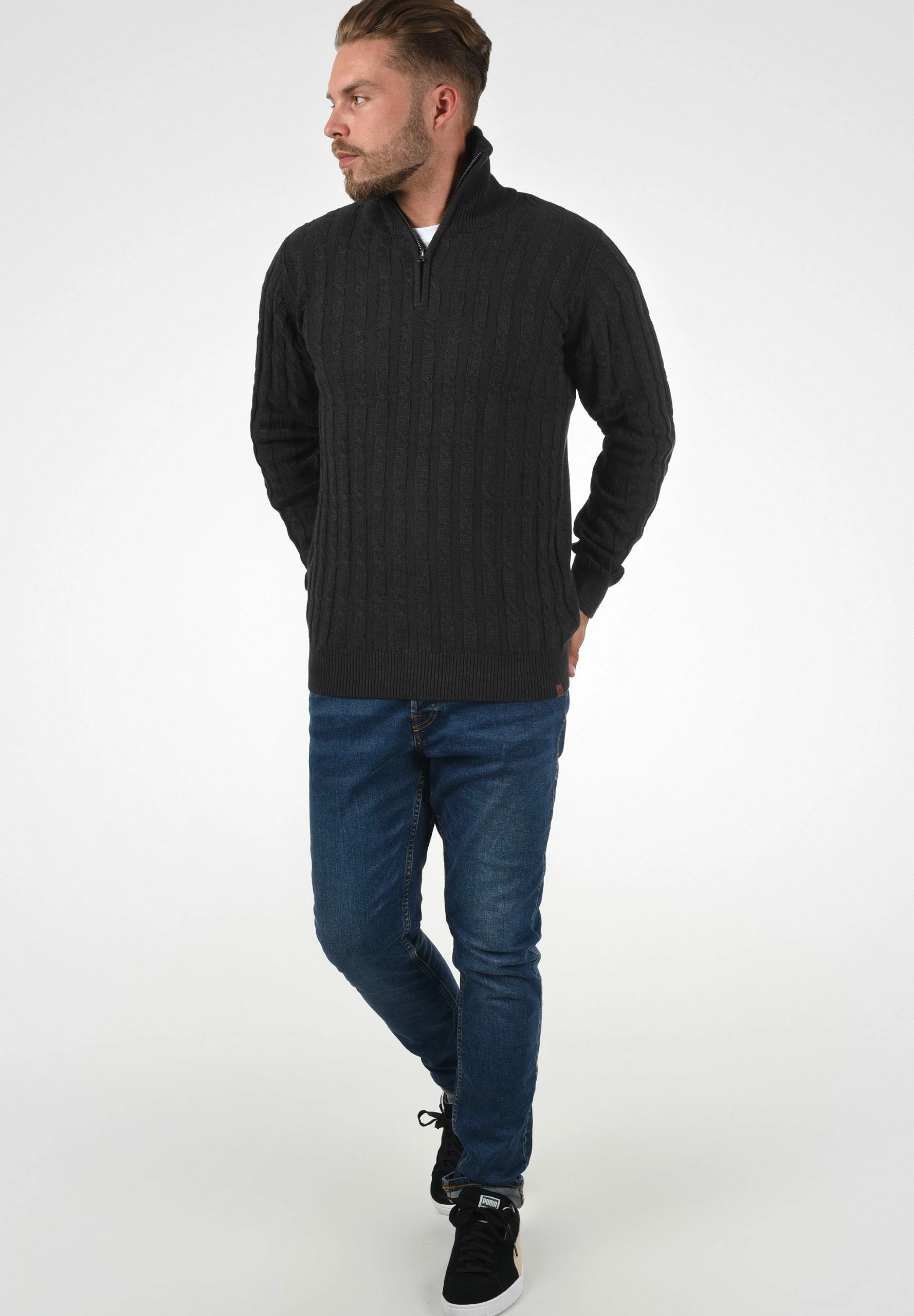 Sweter Indicode Jeans IDPAULO - Charcoal Mix | Odzież męska 2 Sweter Indicode Jeans IDPAULO - Charcoal Mix | Odzież męska - obrazek 2