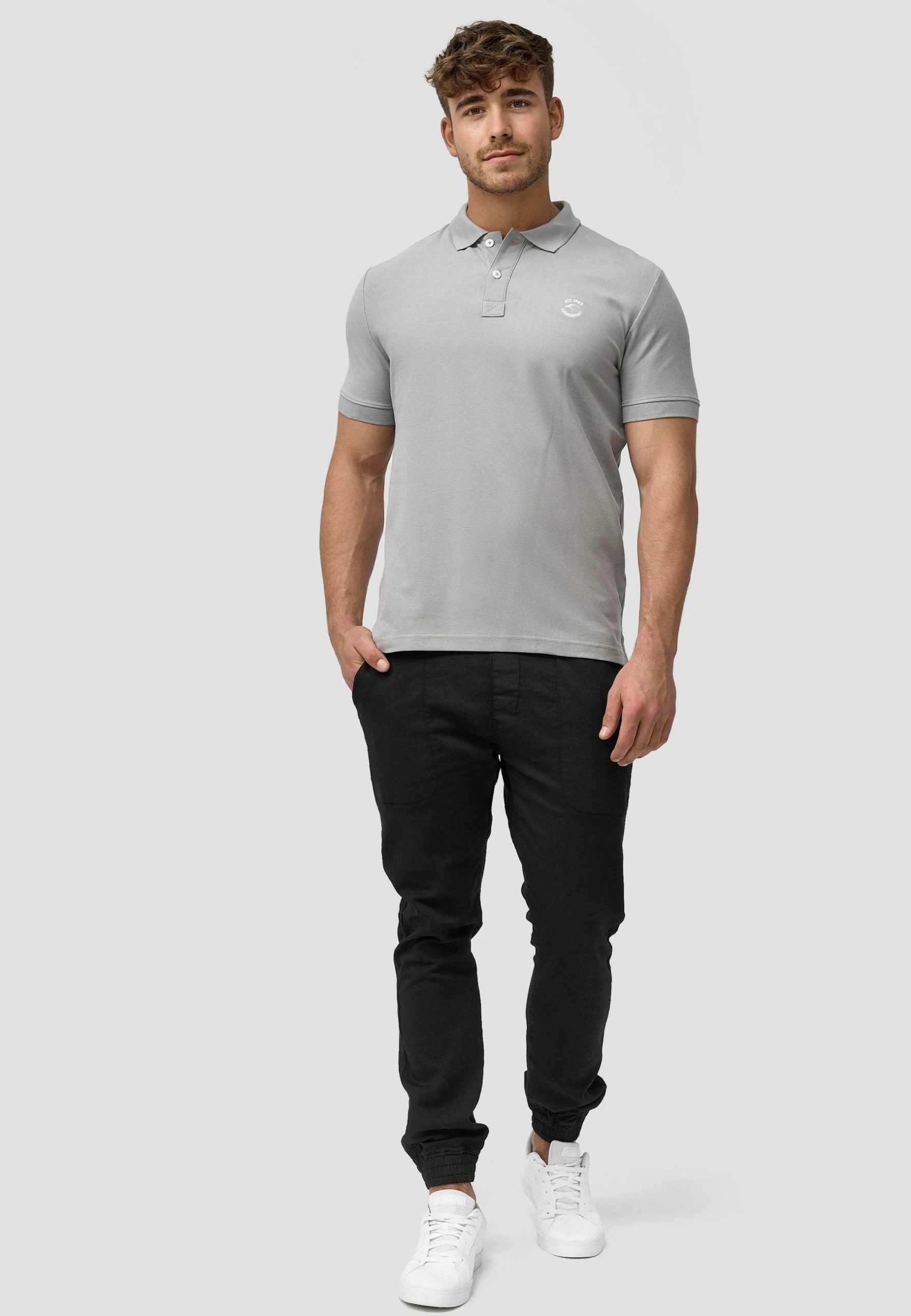 Indicode Jeans WADIM - Koszulka Polo - Lt Grey | Klasyczna i Wygodna 2 Indicode Jeans WADIM - Koszulka Polo - Lt Grey | Klasyczna i Wygodna - obrazek 2
