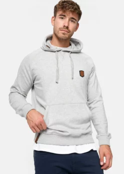 Indicode Jeans LITCHAM - Bluza Z Kapturem w Kolorze Ltight Grey Mix | Bluzy Męskie