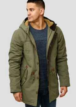 Indicode Jeans Płaszcz Zimowy - Ciemna Zieleń | Elegancki i Ciepły Płaszcz Męski