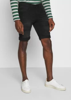 Indicode Jeans KADEN HOLES - Szorty Jeansowe Ultra Black - Modne i Wygodne