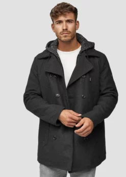 Indicode Jeans Krótki Płaszcz - Anthracite | Męskie i Damskie Płaszcze | Odzież