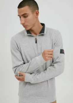 Sweter Indicode Jeans IDARCELINO - Light Grey Mix | Odzież Męska