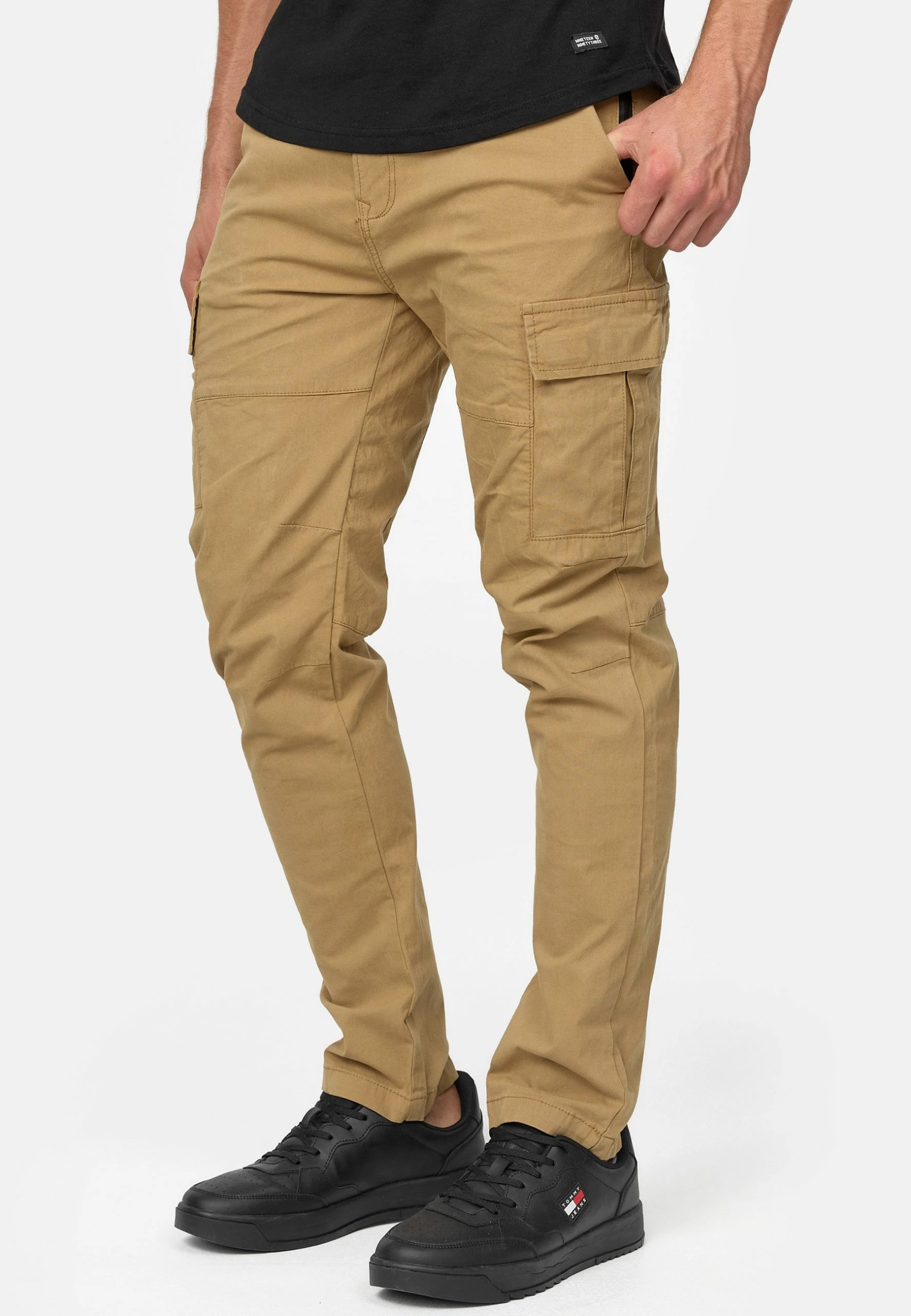 Indicode Jeans Bojówki Camel - Męskie Spodnie Bojówki w Stylu Militarnym 4 Indicode Jeans Bojówki Camel - Męskie Spodnie Bojówki w Stylu Militarnym - obrazek 4