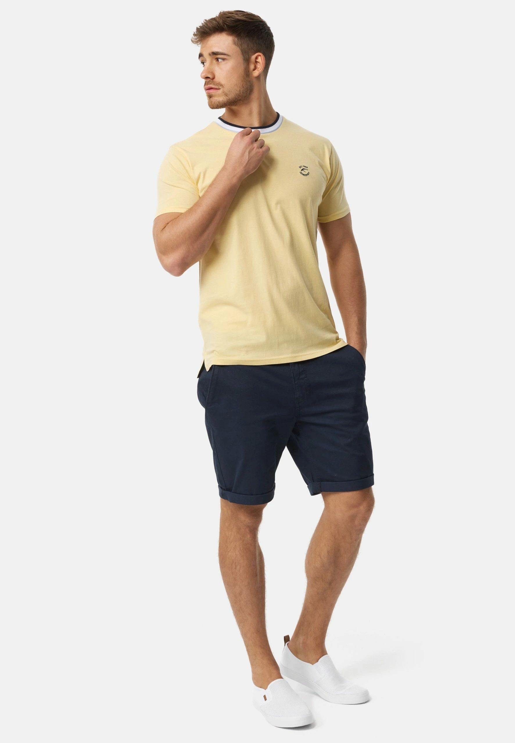 Indicode Jeans T-shirt Basic - Golden Haze | Męska Koszulka Bawełniana 2 Indicode Jeans T-shirt Basic - Golden Haze | Męska Koszulka Bawełniana - obrazek 2