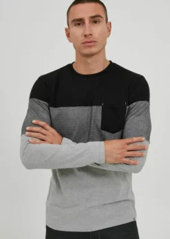 Indicode Jeans IDAMADEO - Długa Bluzka Z Rękawem - Czarna - Odzież Męska