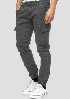 Indicode Jeans AUGUST - Bojówki - Raven - Męskie Spodnie Jeansowe