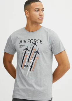 Indicode Jeans IDRONNY - T-shirt Z Nadrukiem - Light Grey Mix | Odzież Męska