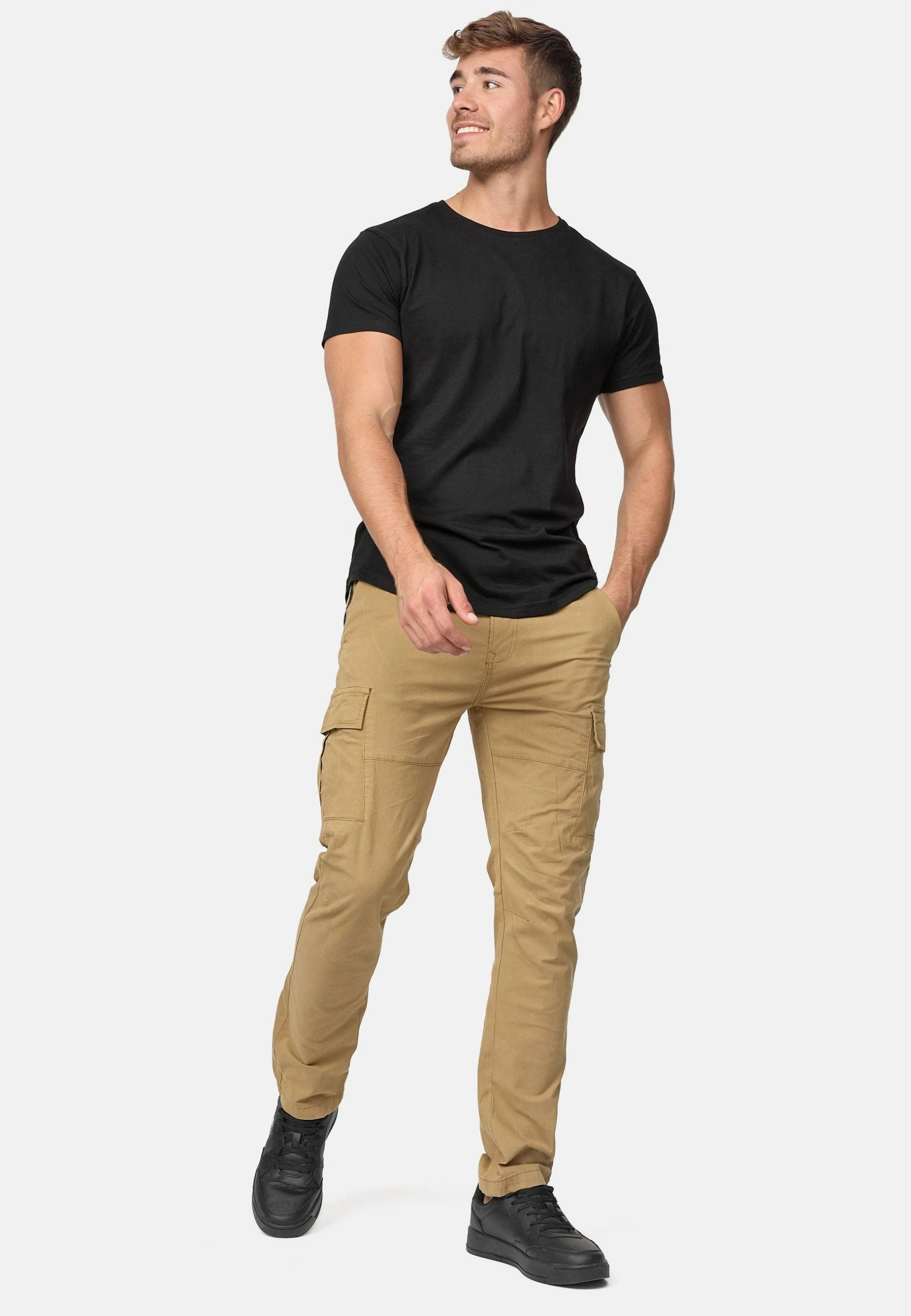 Indicode Jeans Bojówki Camel - Męskie Spodnie Bojówki w Stylu Militarnym 2 Indicode Jeans Bojówki Camel - Męskie Spodnie Bojówki w Stylu Militarnym - obrazek 2
