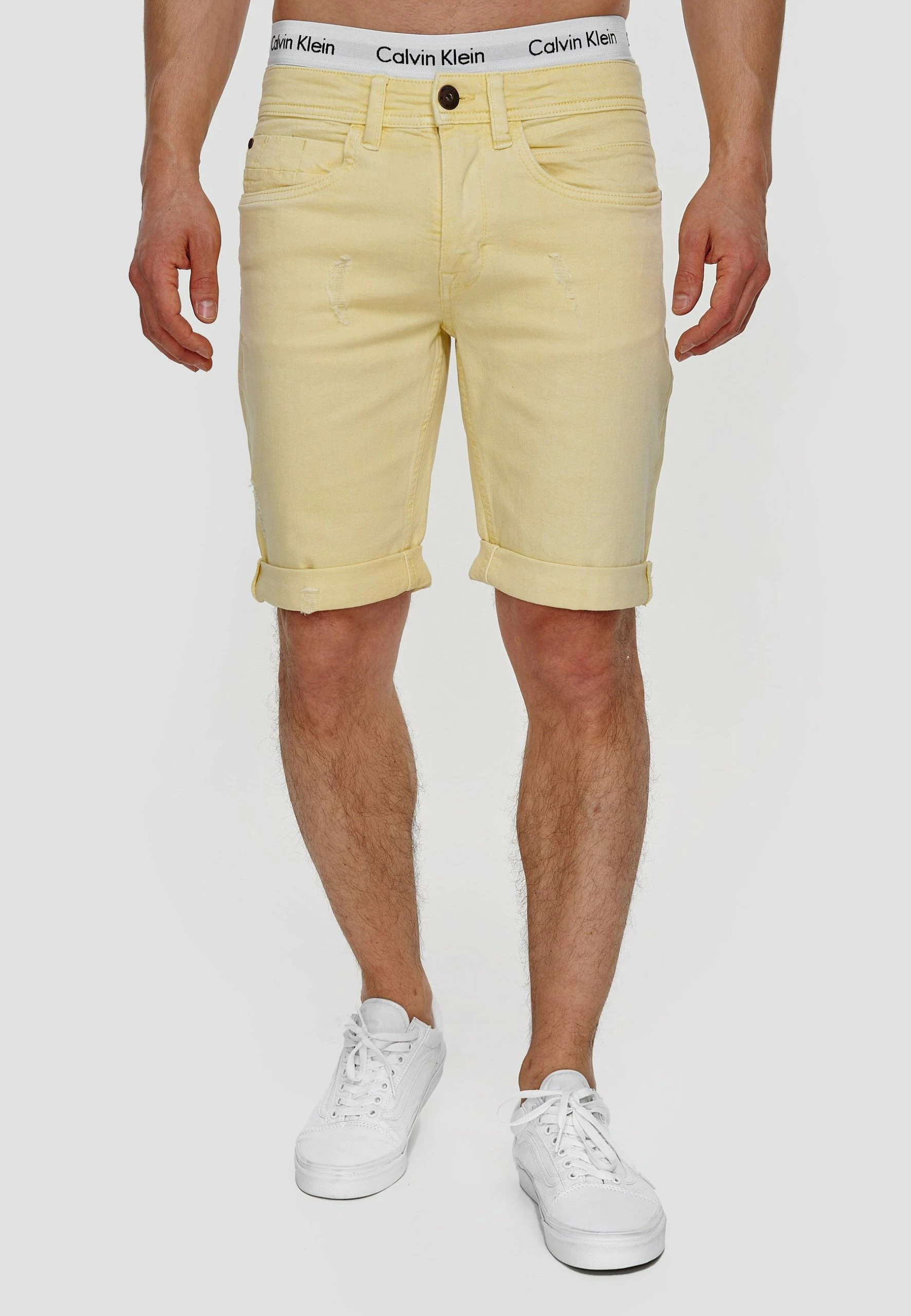 Indicode Jeans Szorty Jeansowe - Pale Banana | Krótkie Spodnie Damskie 1 Indicode Jeans Szorty Jeansowe - Pale Banana | Krótkie Spodnie Damskie