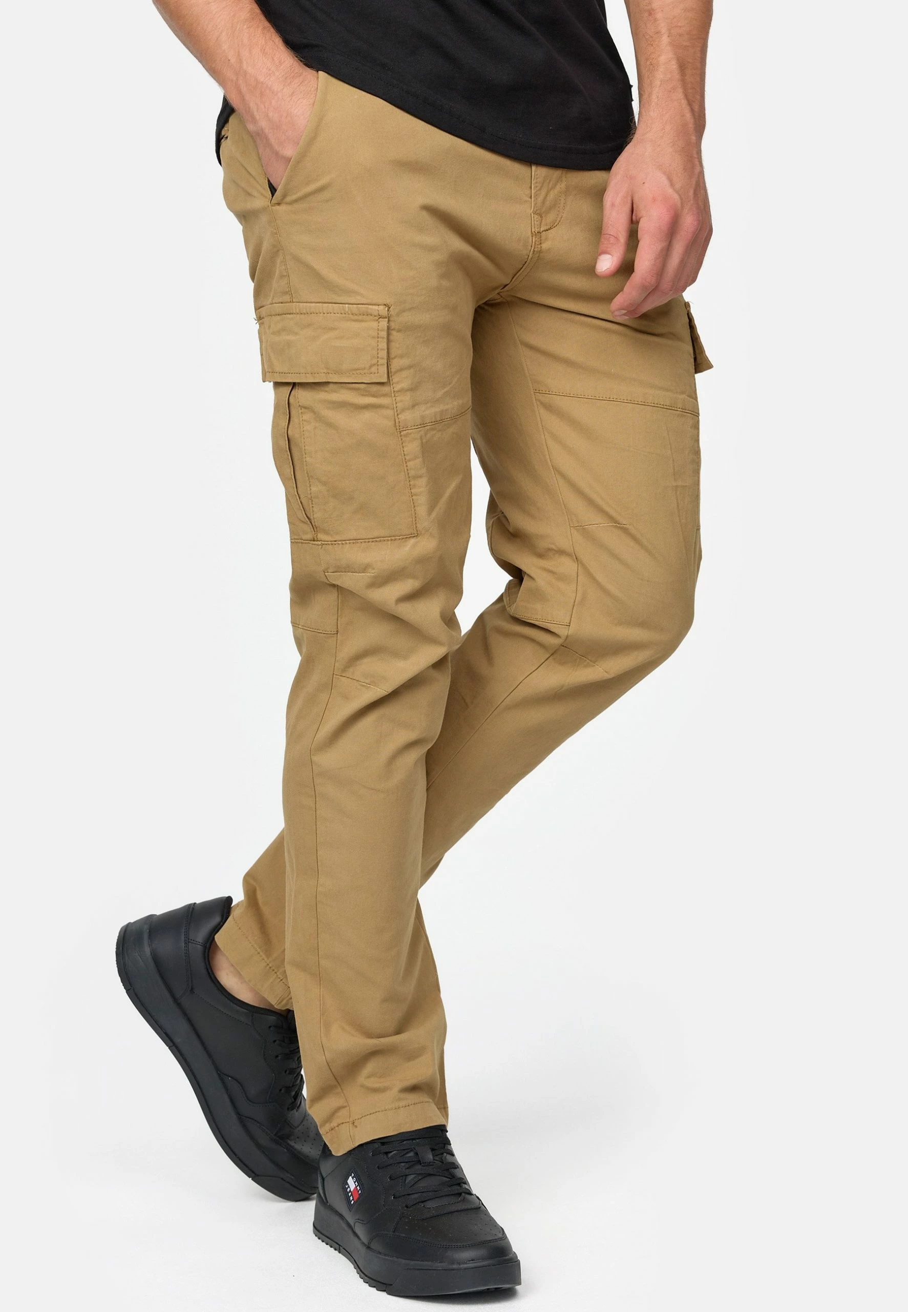 Indicode Jeans Bojówki Camel - Męskie Spodnie Bojówki w Stylu Militarnym 5 Indicode Jeans Bojówki Camel - Męskie Spodnie Bojówki w Stylu Militarnym - obrazek 5