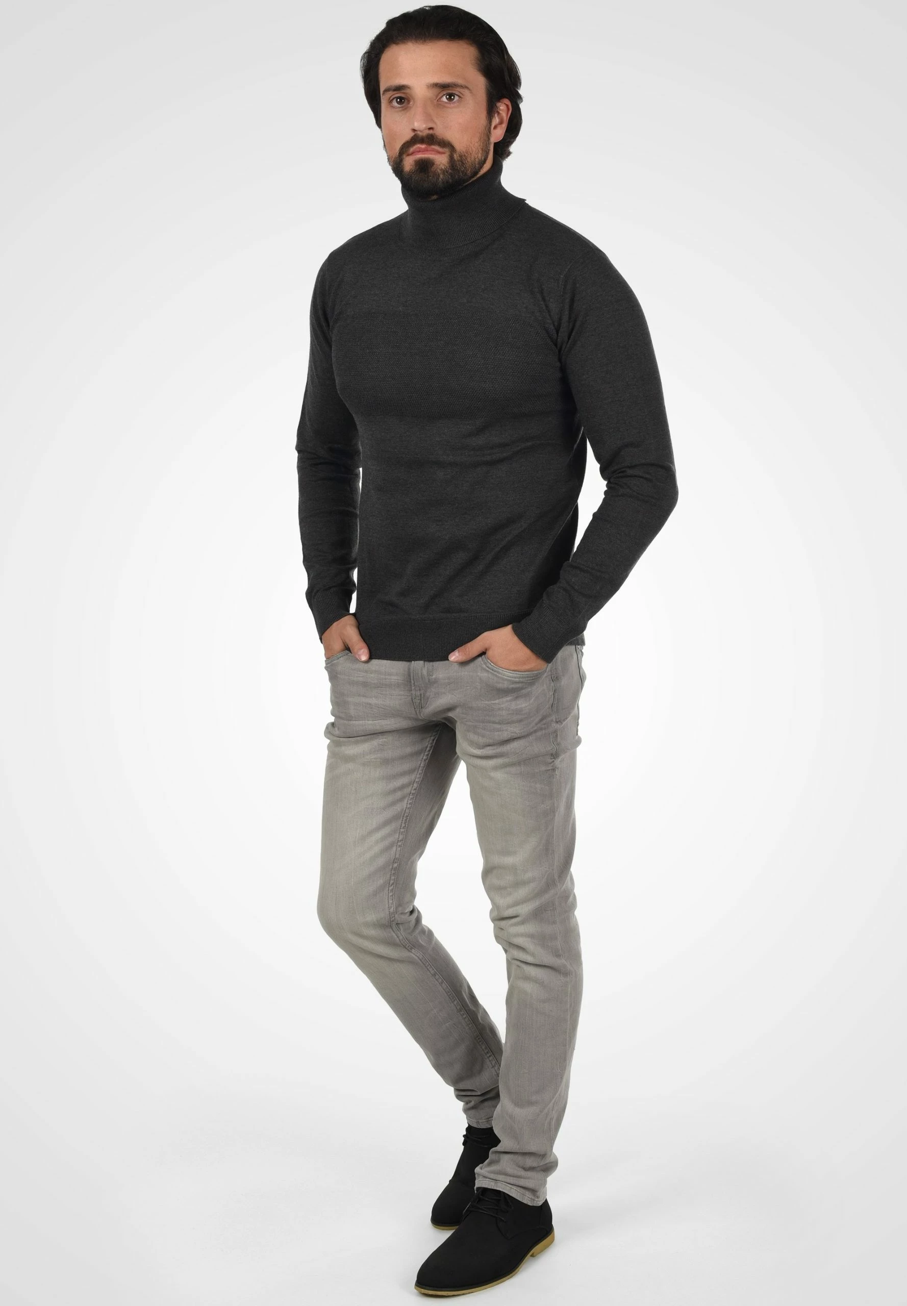Indicode Jeans IDERNETTO - Sweter - Charcoal Mix | Elegancki i Wygodny Sweter Męski 2 Indicode Jeans IDERNETTO - Sweter - Charcoal Mix | Elegancki i Wygodny Sweter Męski - obrazek 2