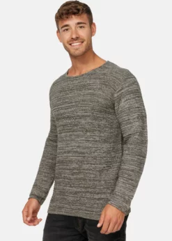 Indicode Jeans Sweter - Army | Sweter męski w stylu vintage