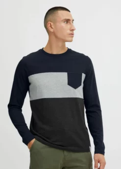 Indicode Jeans IDMATHEO - Bluzka Z Długim Rękawem - Navy | Modne Koszulki Męskie