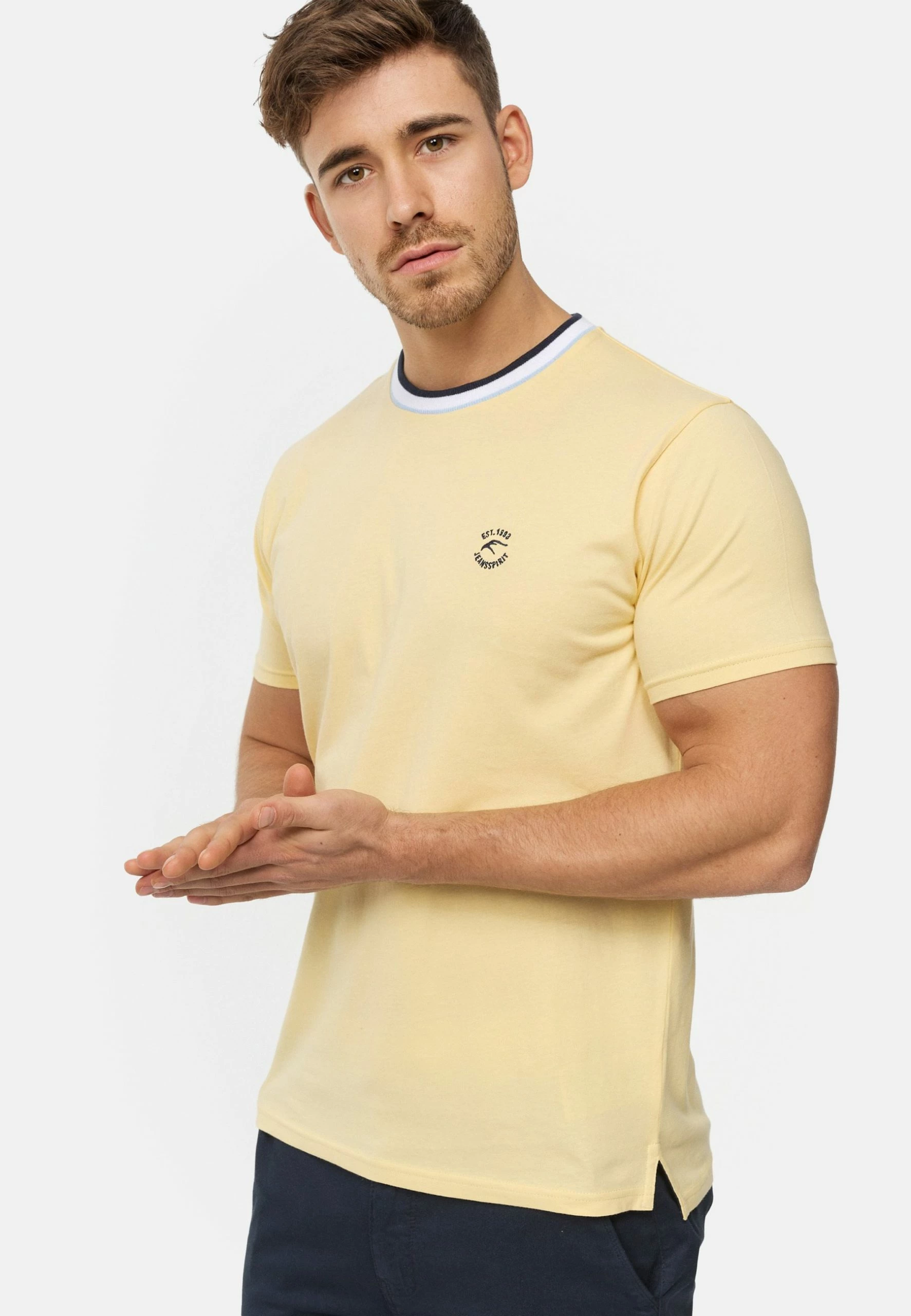 Indicode Jeans T-shirt Basic - Golden Haze | Męska Koszulka Bawełniana 1 Indicode Jeans T-shirt Basic - Golden Haze | Męska Koszulka Bawełniana