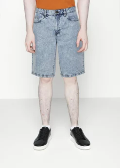 Indicode Jeans TIAN - Szorty Jeansowe - Frozen Bleach | Męskie Szorty z Wybielanym Efektem